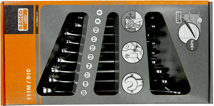 bo co le bahco 111m/s10, bahco metric flat combination wrench set 111m/s10