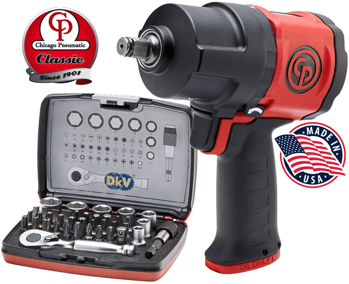 sung siet bulong khi nen chicago Pneumatic CP7748 + Bit set, chicago Pneumatic air impact driver CP7748 + Bit set