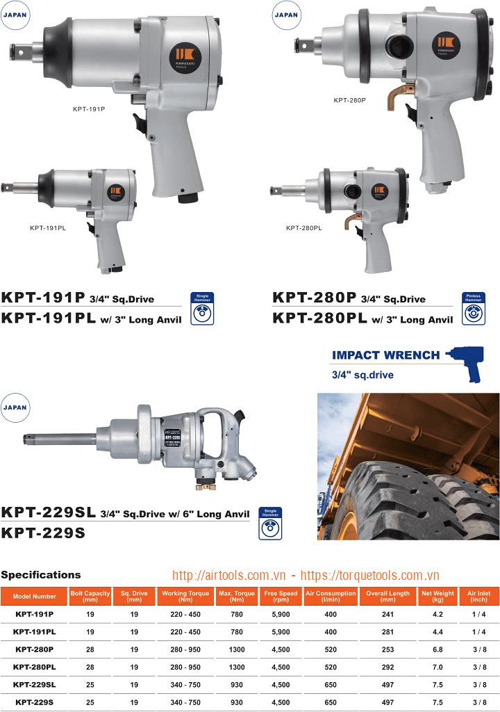 DKV VIET NAM CO.,LTD - Súng siết bulong Kawasaki KPT-191P